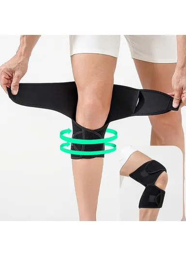 1Pc Knee Joint Support Brace Outdoor Hiking Sports Patella Protection Adjustable Compression Guard - Black