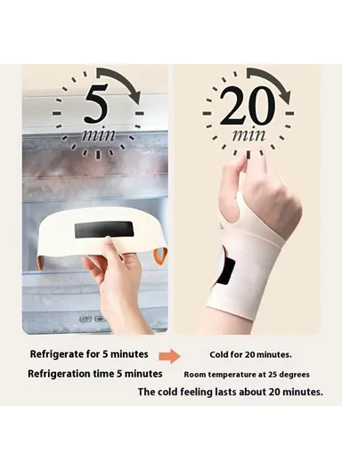 Ice &amp; Heat Therapy Gel Wrist Support Brace Tendonitis Badminton Fitness Sports Sprain Protection Wrist Wrap YF-JS101 - Beige