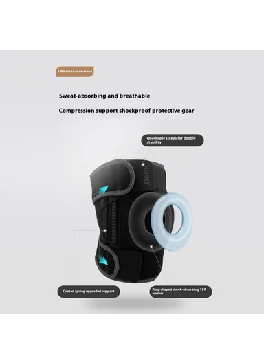 1Pc Sports Knee Pad Running Basketball Fitness Shock Absorption Knee Guard - Black &amp; Grey / S-M