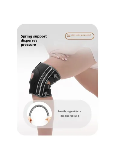 1Pc Sports Knee Pad Running Basketball Fitness Shock Absorption Knee Guard - Black &amp; Grey / L-XL