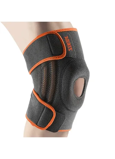 1Pc Sports Knee Pad Running Basketball Fitness Shock Absorption Knee Guard - Grey &amp; Orange / L-XL