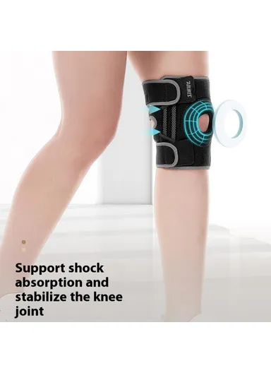 1Pc Sports Knee Pad Running Basketball Fitness Shock Absorption Knee Guard - Grey &amp; Red / S-M