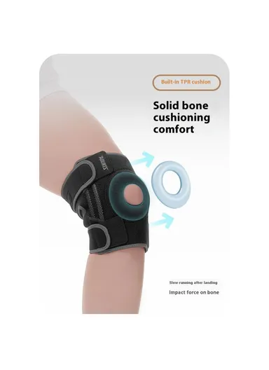 1Pc Sports Knee Pad Running Basketball Fitness Shock Absorption Knee Guard - Grey &amp; Red / S-M