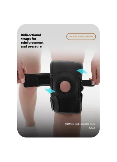 1Pc Sports Knee Pad Running Basketball Fitness Shock Absorption Knee Guard - Grey &amp; Red / S-M