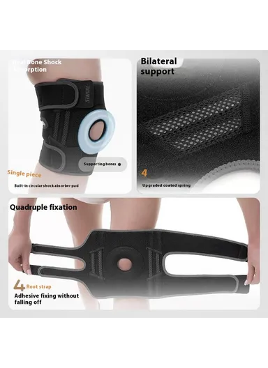 1Pc Sports Knee Pad Running Basketball Fitness Shock Absorption Knee Guard - Grey &amp; Red / S-M