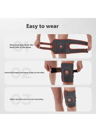 1Pc Sports Knee Pad Running Basketball Fitness Shock Absorption Knee Guard - Grey &amp; Red / S-M