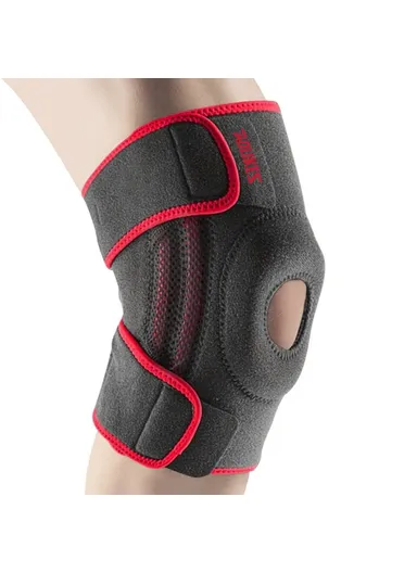 1Pc Sports Knee Pad Running Basketball Fitness Shock Absorption Knee Guard - Grey &amp; Red / L-XL