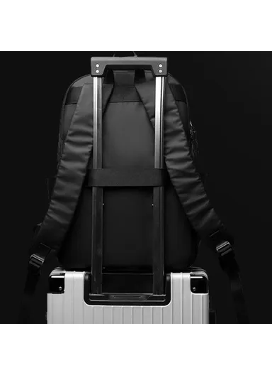   Business Commuter Backpack Men Large Capacity, Waterproof Laptop Bag Travel Rucksack - Black 3433