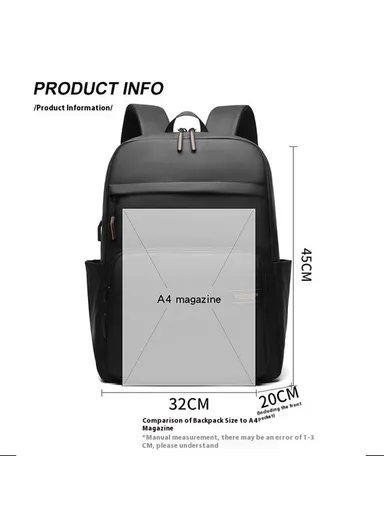 Business Commuter Backpack Men Large Capacity, Waterproof Laptop Bag Travel Rucksack - Grey 3433