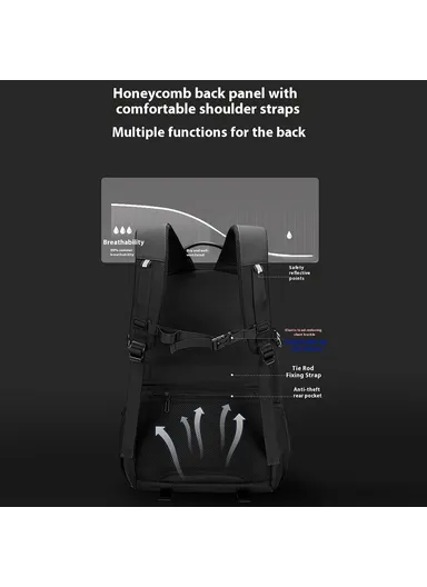 Men Large Capacity Backpack Commuter Laptop Bag Casual Business Rucksack - Black 1690-03