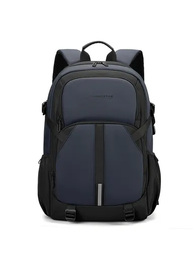 Men Large Capacity Backpack Commuter Laptop Bag Casual Business Rucksack - Dark Blue 1690-03