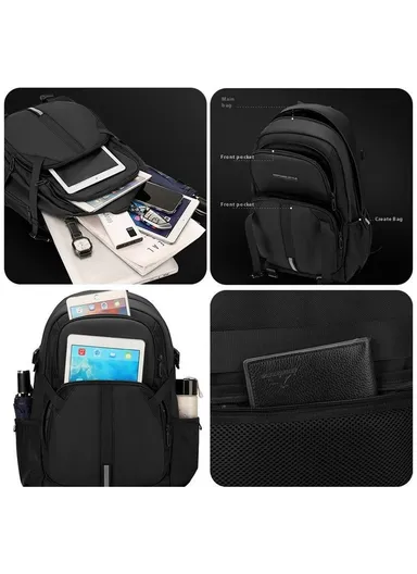 Men Large Capacity Backpack Commuter Laptop Bag Casual Business Rucksack - Dark Blue 1690-03