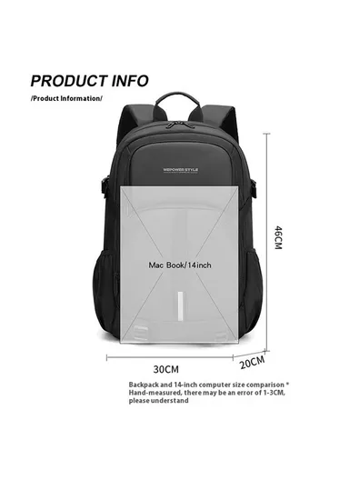 Men Large Capacity Backpack Commuter Laptop Bag Casual Business Rucksack - Dark Blue 1690-03