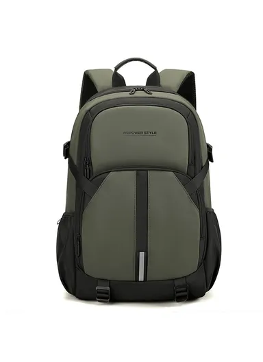 Men Large Capacity Backpack Commuter Laptop Bag Casual Business Rucksack - Army Green 1690-03