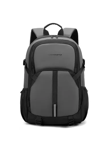 Men Large Capacity Backpack Commuter Laptop Bag Casual Business Rucksack - Grey 1690-03