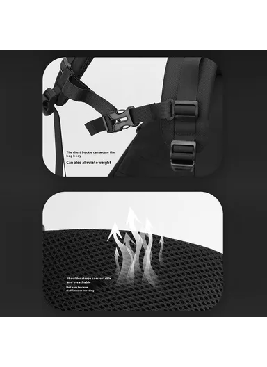 Men Large Capacity Backpack Commuter Laptop Bag Casual Business Rucksack - Grey 1690-03