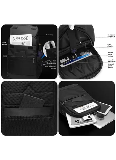 Business Commute Backpack Water Resistan, Large Capacity Travel Laptop Bag -Grey 2155