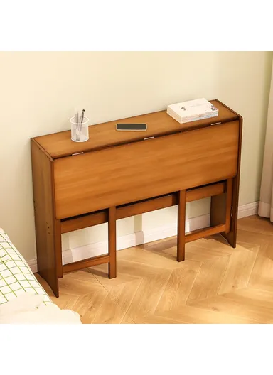 Foldable Study Desk, Portable Computer Table for Home Office Writing Workstation (W83 x D54 x H76)cm - Tawny Color 