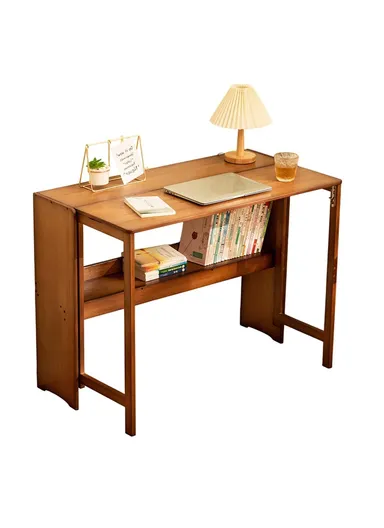 Foldable Study Desk, Portable Computer Table for Home Office Writing Workstation (W103 x D54 x H76)cm - Tawny Color 