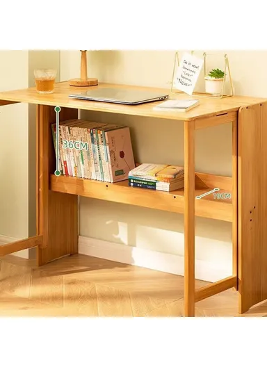 Foldable Study Desk, Portable Computer Table for Home Office Writing Workstation (W103 x D54 x H76)cm - Tawny Color 