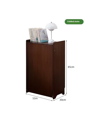Foldable Bamboo Study Desk, Computer Table Easy Storage Home Office Workstation with Bookshelf (W100 x D50 x H85)cm
