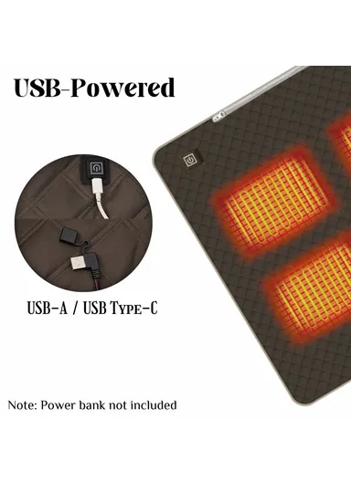 45x90cm Heated Seat Cushion 3 Temperature Settings USB Powered Portable Warming Pad - Coffee