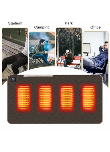 45x90cm Heated Seat Cushion 3 Temperature Settings USB Powered Portable Warming Pad - Coffee