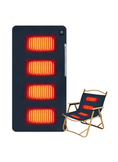 45x90cm Heated Seat Cushion 3 Temperature Settings USB Powered Portable Warming Pad - Navy Blue