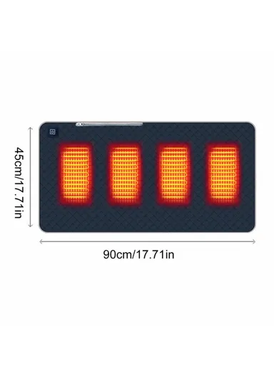 45x90cm Heated Seat Cushion 3 Temperature Settings USB Powered Portable Warming Pad - Navy Blue