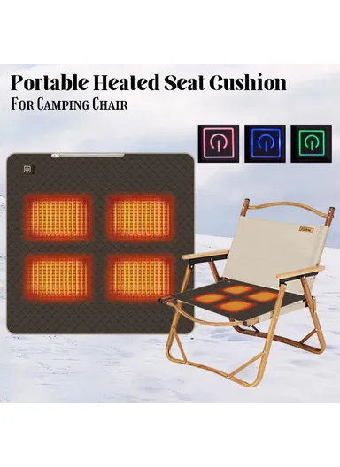45x45cm Heated Seat Cushion 3 Temperature Settings USB Powered Portable Warming Pad - Coffee