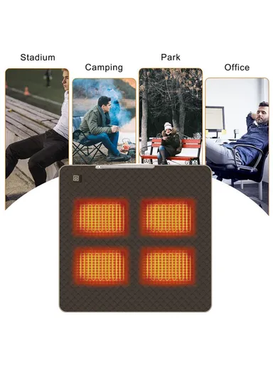 45x45cm Heated Seat Cushion 3 Temperature Settings USB Powered Portable Warming Pad - Coffee