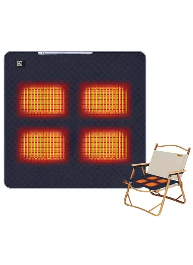 45x45cm Heated Seat Cushion 3 Temperature Settings USB Powered Portable Warming Pad - Navy Blue
