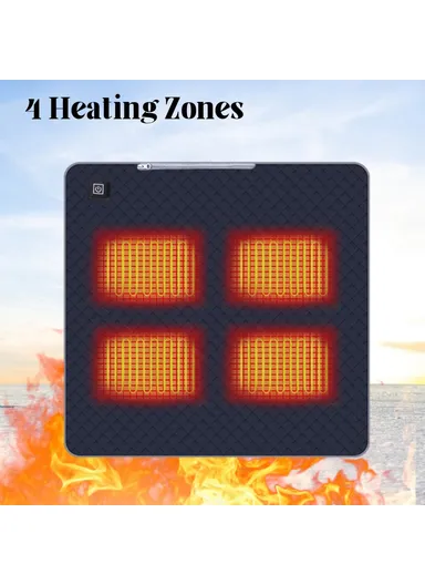 45x45cm Heated Seat Cushion 3 Temperature Settings USB Powered Portable Warming Pad - Navy Blue