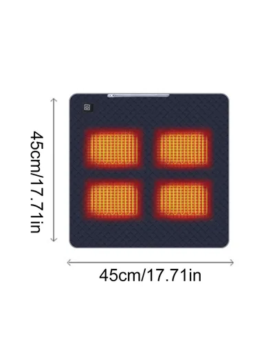 45x45cm Heated Seat Cushion 3 Temperature Settings USB Powered Portable Warming Pad - Navy Blue