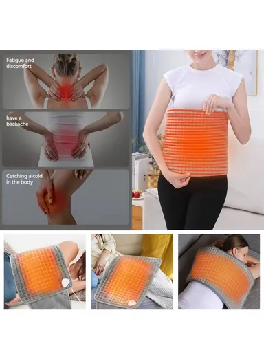 Electric Heating Pad Heated Waist Belt Washable Body Warming Blanket for Back Pain Relief - EU Plug
