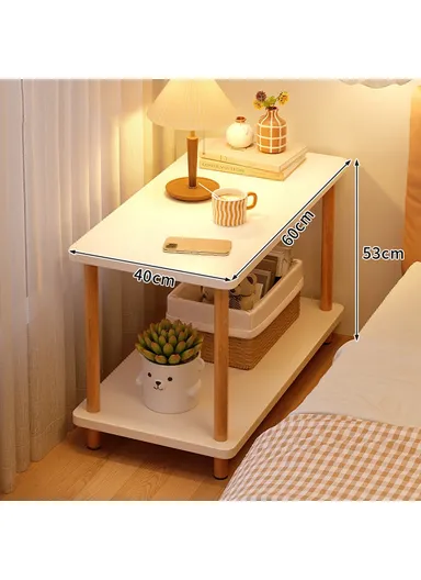 2-Layer Narrow Bedside Table for Living Room Bedroom Minimalist Storage Shelf G08 (W60 x D40 x H53)cm