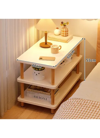 3-Layer Narrow Bedside Table for Living Room Bedroom Minimalist Storage Shelf G08 (W60 x D40 x H53)cm