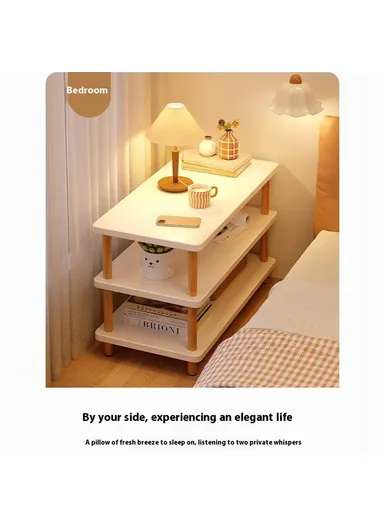 3-Layer Narrow Bedside Table for Living Room Bedroom Minimalist Storage Shelf G08 (W60 x D40 x H53)cm