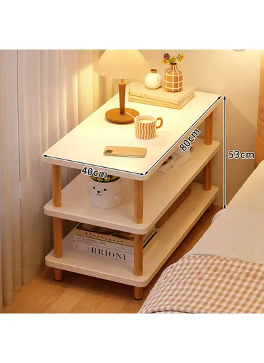 3-Layer Narrow Bedside Table for Living Room Bedroom Minimalist Storage Shelf G08 (W80 x D40 x H53)cm