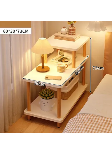 Heightened Multi-Layer Bedroom Nightstand, Narrow Side Table Living Room Storage Shelf G08 (W60 x D30 x H73)cm
