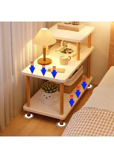 Heightened Multi-Layer Bedroom Nightstand, Narrow Side Table Living Room Storage Shelf G08 (W60 x D30 x H73)cm