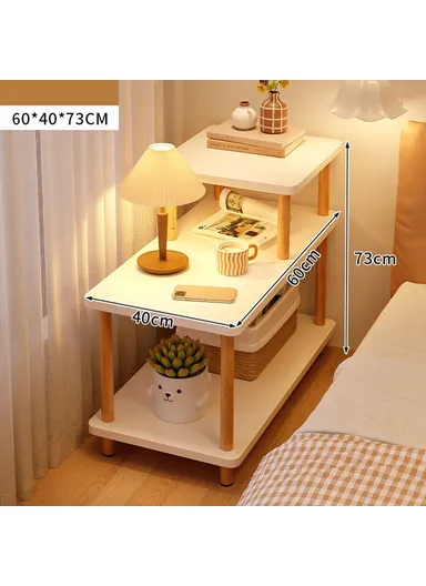 Heightened Multi-Layer Bedroom Nightstand, Narrow Side Table Living Room Storage Shelf G08 (W60 x D40 x H73)cm