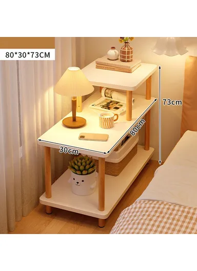 Heightened Multi-Layer Bedroom Nightstand, Narrow Side Table Living Room Storage Shelf G08 (W80 x D30 x H73)cm