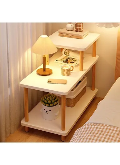 Heightened Multi-Layer Bedroom Nightstand, Narrow Side Table Living Room Storage Shelf G08 (W80 x D30 x H73)cm
