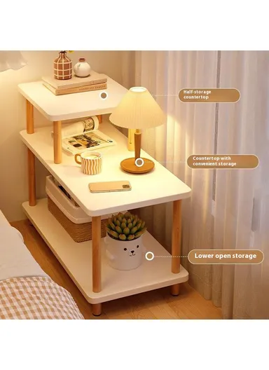 Heightened Multi-Layer Bedroom Nightstand, Narrow Side Table Living Room Storage Shelf G08 (W80 x D30 x H73)cm
