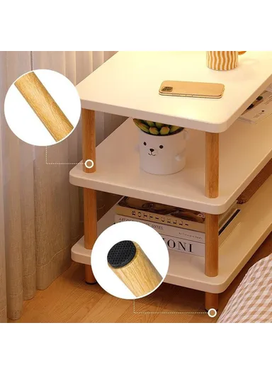 Heightened Multi-Layer Bedroom Nightstand, Narrow Side Table Living Room Storage Shelf G08 (W80 x D30 x H73)cm