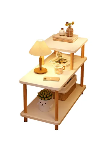 Heightened Multi-Layer Bedroom Nightstand, Narrow Side Table Living Room Storage Shelf G08 (W80 x D40 x H73)cm