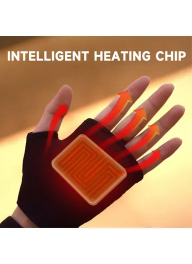 1Pair USB Hand Warmer Gloves Temperature Control Warm Hand, Warmer Electric Heating Gloves for Skiing, Riding, Hiking - Pink