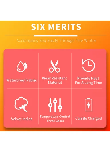 1 Pair Electric Heated Gloves, Portable Battery Heating Thermal Gloves Touchscreen Function Hand Warmer for Cycling ,Hiking ,Snowboarding Outdoor Winter Sports