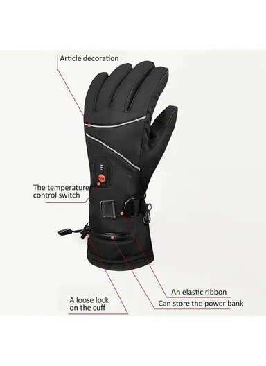 1 Pair Electric Heated Gloves, Portable Battery Heating Thermal Gloves Touchscreen Function Hand Warmer for Cycling ,Hiking ,Snowboarding Outdoor Winter Sports